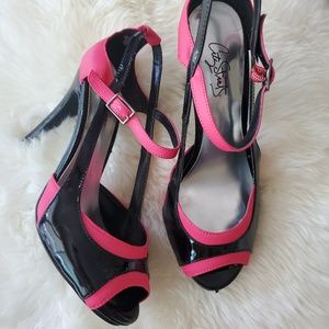 Color block heel sandals